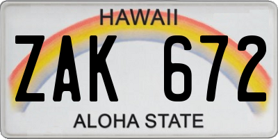 HI license plate ZAK672