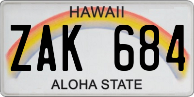 HI license plate ZAK684