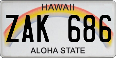 HI license plate ZAK686