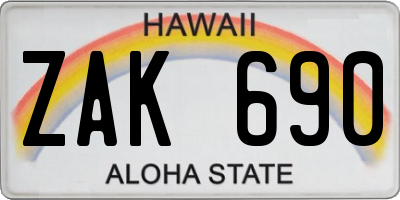 HI license plate ZAK690