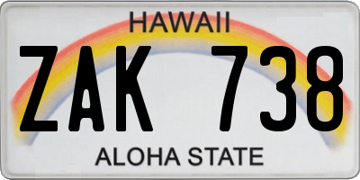HI license plate ZAK738