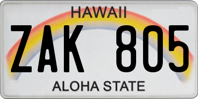 HI license plate ZAK805