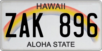 HI license plate ZAK896