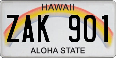 HI license plate ZAK901