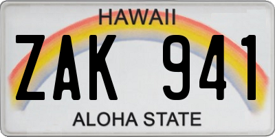 HI license plate ZAK941