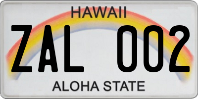 HI license plate ZAL002