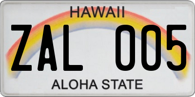 HI license plate ZAL005