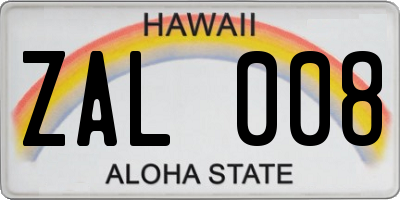 HI license plate ZAL008
