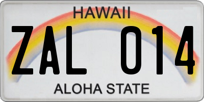 HI license plate ZAL014