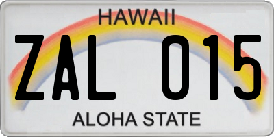 HI license plate ZAL015