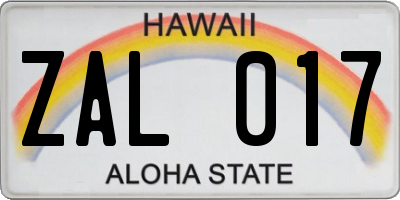 HI license plate ZAL017