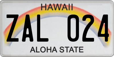 HI license plate ZAL024