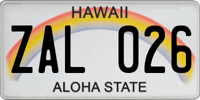 HI license plate ZAL026