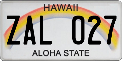 HI license plate ZAL027