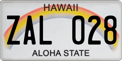 HI license plate ZAL028