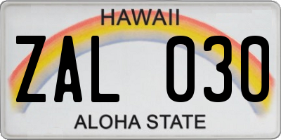 HI license plate ZAL030