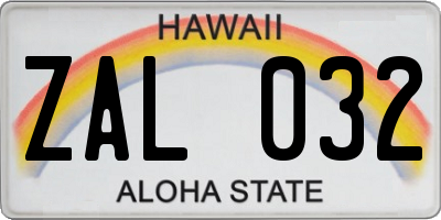 HI license plate ZAL032