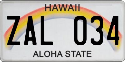 HI license plate ZAL034