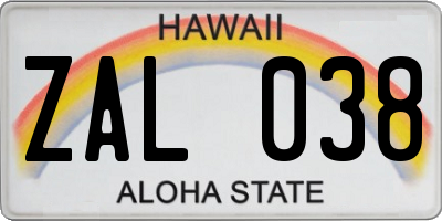 HI license plate ZAL038