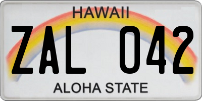 HI license plate ZAL042