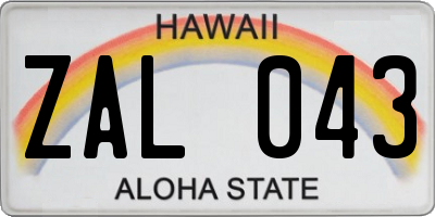 HI license plate ZAL043