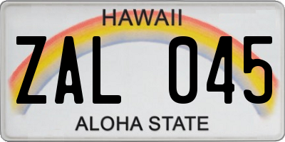 HI license plate ZAL045