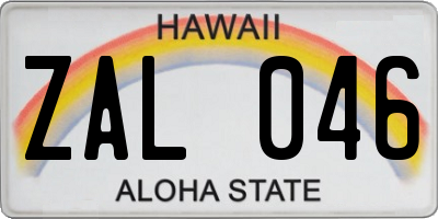 HI license plate ZAL046