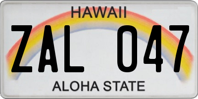 HI license plate ZAL047