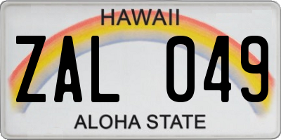 HI license plate ZAL049