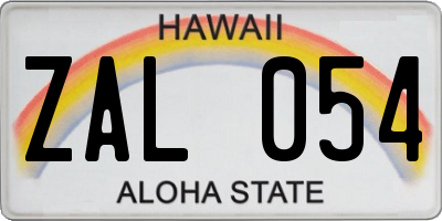 HI license plate ZAL054