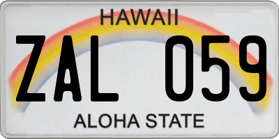 HI license plate ZAL059