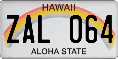 HI license plate ZAL064