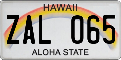 HI license plate ZAL065
