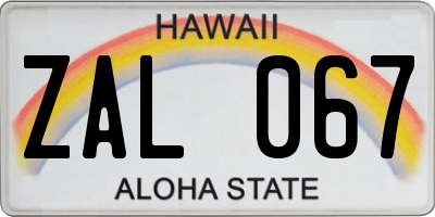 HI license plate ZAL067