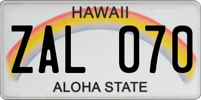 HI license plate ZAL070