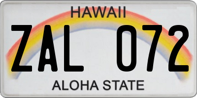 HI license plate ZAL072