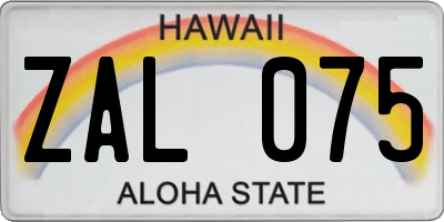 HI license plate ZAL075