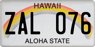 HI license plate ZAL076