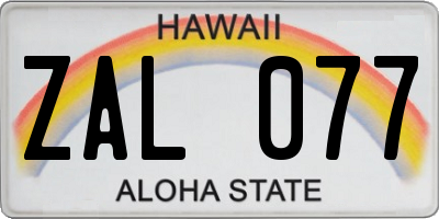 HI license plate ZAL077