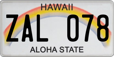 HI license plate ZAL078