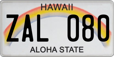 HI license plate ZAL080