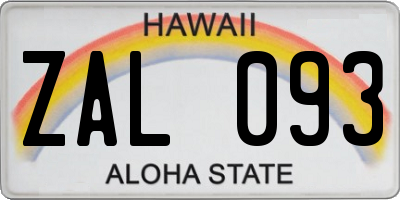 HI license plate ZAL093