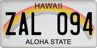 HI license plate ZAL094