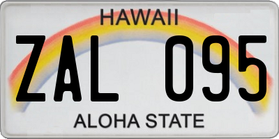 HI license plate ZAL095
