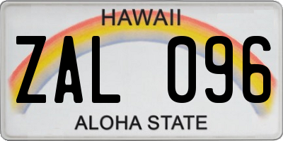 HI license plate ZAL096