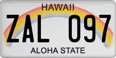 HI license plate ZAL097