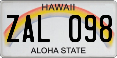HI license plate ZAL098