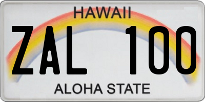 HI license plate ZAL100