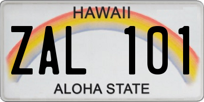HI license plate ZAL101