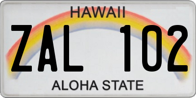 HI license plate ZAL102